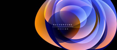 Soyut kıvrımlı katmanlar, canlı renkler karışımı. Turuncu, mavi, mor dinamik görsel efekt yaratır. Modern tasarım ögesi.