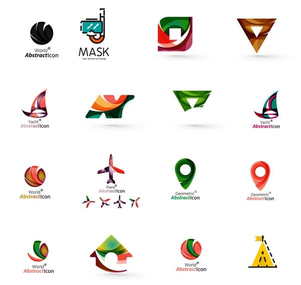 Conjunto de iconos abstractos del logotipo de viaje. Símbolos web de negocios, aplicaciones o Internet — Archivo Imágenes Vectoriales