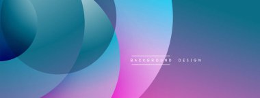 Soyut arkaplan özellikleri üst üste biniyor. Renkler mavi, mor, pembe karışımı modern tasarım yaratır. Minimalist estetik.