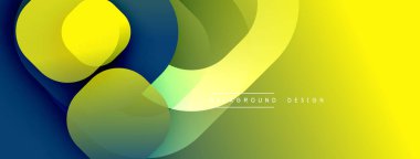 Soyut sıvı şekilleri, canlı sarı, yeşil, mavi gradyanlar. Modern tasarım ögesi, düz eğriler, dinamik bileşim.