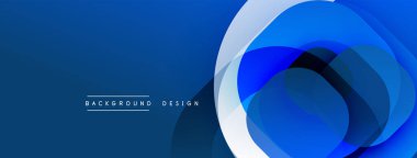 Soyut mavi katmanlar dinamik dairesel tasarım yaratır. Derece gölgeleri derinliği, modern estetiği gösteriyor. Metin arkaplan tasarımı okur.