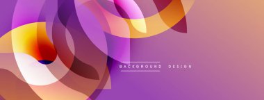 Soyut çiçek tasarımı. Üst üste binen katmanlar canlı ve modern kompozisyon yaratır. Mor, turuncu renkler görsel alana hakim. Yumuşak gradyanlar mevcut dinamik akış.