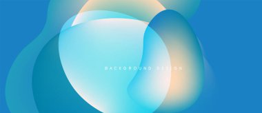 Soyut sıvı şekilleri örtüşür ve yumuşak eğimler yaratır. Mavi, şeftali aksanıyla hükmediyor. Özgeçmiş ve sunumlar için minimalist tasarım.