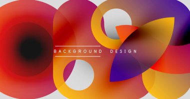 Soyut renkli çemberler dinamik görsel efektler yaratıyor. Metin, kompozisyon içerisindeki arkaplan tasarımını okur.