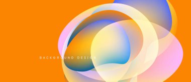 Soyut tasarım özellikleri üst üste binen renkli daireler. Turuncu zemin, dinamik görsel efekt yaratarak zıtlık sağlar. Modern, canlı kompozisyon.