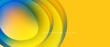 Soyut sarı arkaplan. Üst üste binen renkli katmanlar dinamik görsel efekt yaratır. Sunumlar ve web siteleri için modern tasarım uygun.