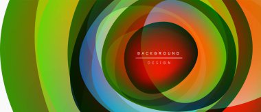 Soyut renkli katmanlar dinamik dairesel tasarım yaratır. Canlı renkler harmanlanır, modern görsel deneyimler oluşturur. Yumuşak eğimler hareketi, derinliği gösterir.