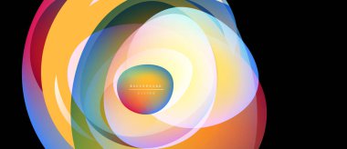 Soyut renkli katmanlar dinamik dairesel tasarım yaratır. Gradyan renkler harmanlanarak modern görsel efekt oluşturur. Parlaklık zıtlıkları, pürüzsüz geçişler mevcut.