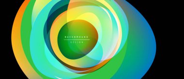 Soyut renkli katmanlar dinamik dairesel tasarım yaratır. Parlak gradyanlar harmanlanarak modern görsel öğe oluşturur. Yumuşak geçişler, canlı renkler.