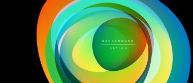 Soyut katmanlar canlı dairesel tasarım yaratır. Renkler karışır, dinamik görsel efekt oluşturur. Modern, akıcı kompozisyon.