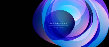 Soyut katmanlar dinamik görsel efekt yaratır. Mavi, mor renkler kompozisyonda baskın, derinlik ve hareket var. Modern tasarım ögesi.