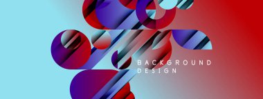 Soyut geometrik şekiller, canlı renkler, değişken arkaplan. Modern tasarım elementleri dinamik görsel bileşim oluşturur.