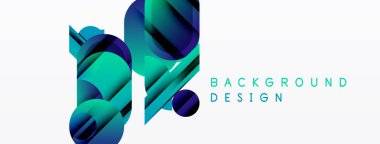 Soyut geometrik şekiller, canlı mavi, yeşil renkler. Arka planlar ve sunumlar için modern tasarım öğesi. Temiz, minimalist estetik.