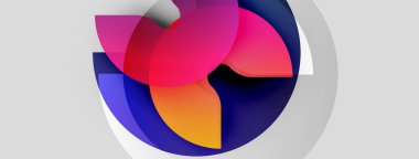 Soyut renkli şekiller dinamik görsel efektler yaratır. Gradyan renkler harmanlanarak modern tasarım ögesini oluşturur.