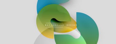Soyut renkli şekiller örtüşür, dinamik görsel efekt yaratır. Gradyan renkler düzgün bir şekilde harmanlanarak modern arkaplan tasarımı oluşturur.