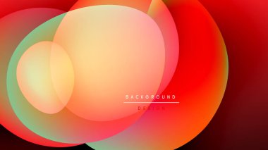 Soyut enerji çemberleri örtüşüyor ve sıcak renk değişimleri yaratıyor. Siyah arkaplan aydınlığı vurguluyor, modern tasarım elementi.