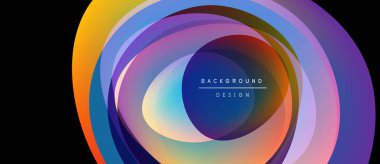 Abstract layers create vibrant circular design. Colors blend, forming dynamic visual effect. Modern, stylish background element.