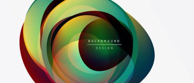 Soyut renkli katmanlar dairesel tasarım yaratır. Modern grafik elementleri, canlı renkler, pürüzsüz gradyanlar. Minimalist biçim, temiz sunum.