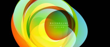 Soyut, canlı katmanlar dairesel, girdaplı bir tasarım yaratıyor. Renkler karışır, dinamik görsel efekt oluşturur. Modern arkaplan ögesi.