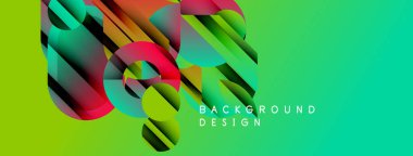 Soyut geometrik şekiller canlı yeşil arkaplanla örtüşür. Dinamik bileşim modern görsel etki yaratır. Kalın renkler, mevcut gradyanlar.