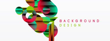 Soyut şekiller örtüşür, dinamik görsel etki yaratır. Parlak renkler beyaz alana hakim. Arka planlar için modern tasarım ögesi.