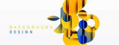 Soyut geometrik şekiller örtüşür, parlak sarı ve mavi bileşim yaratır. Arkaplan ve sunumlar için modern tasarım ögesi.