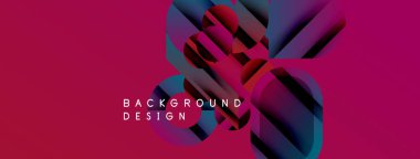 Soyut geometrik şekiller örtüşüyor, canlı pembe, mavi ve mor renkler yaratıyor. Metin arka plan tasarımı okur. Modern, dinamik görsel kompozisyon.