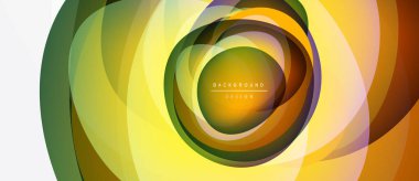 Soyut girdap katmanları dinamik görsel efekt yaratır. Sarılar, yeşiller, portakallar dairesel tasarım ile harmanlanır. Modern arkaplan dokusu.