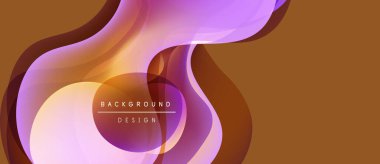 Soyut akışkan şekiller, sıcak renkler, mor aksanlar. Arka planlar ve sunumlar için modern tasarım öğesi. Yumuşak gradyanlar dinamik görsel efekt yaratır.