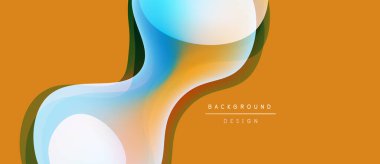 Soyut sıvı şekiller, canlı renkler, turuncu fon. Arka planlar ve sunumlar için modern tasarım öğesi. Yumuşak gradyanlar dinamik görsel akış oluşturur.