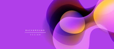 Soyut mor arkaplan özellikleri üst üste binen renkli şekiller. Modern tasarım elementleri dinamik görsel etki yaratır. Metin arkaplan tasarımı okur.