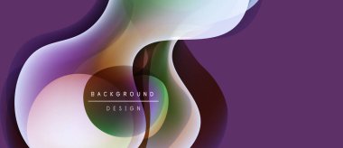 Soyut sıvı şekilleri, mor renkler baskın gelir. Modern tasarım elementleri dinamik görsel akış yaratır. Arkaplan zarafet ve sadelik öneriyor..