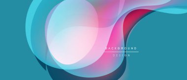 Soyut akışkan şekiller, canlı renkler, modern tasarım. Turkuaz, pembe, açık mavi karışımı kusursuz bir şekilde dinamik görsel efekt yaratır. Arkaplan metni mevcut.