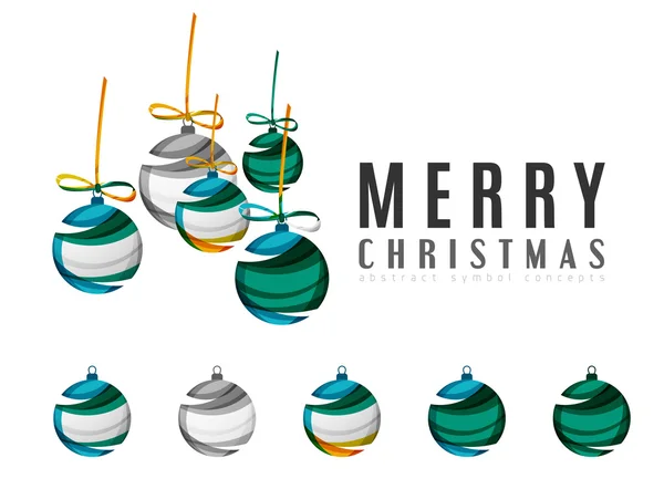 Set di icone astratte della palla di Natale, concetti di logo aziendale, design geometrico moderno pulito — Vettoriale Stock