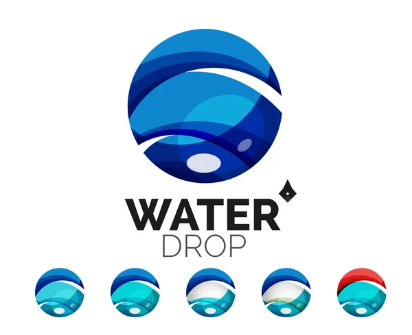 Conjunto de iconos abstractos del agua ecológica, logotipo de la empresa naturaleza conceptos verdes, diseño geométrico moderno limpio — Vector de stock