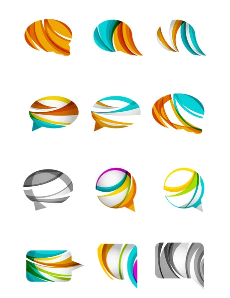 Conjunto de abstrato bolha de fala e ícones de nuvem, conceitos de logotipo de negócios, design geométrico moderno limpo — Vetor de Stock