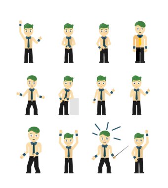 sevimli genç işadamları karakter kümesi üzerinde izole beyaz teşkil etmektedir.