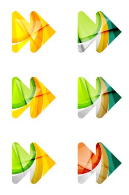 Soyut ileri kümesi oyun ok simgesi, iş logo kavramları, temiz modern geometrik tasarım