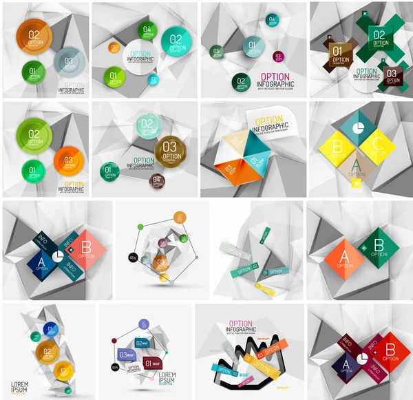 Set abstracte geometrische infographic banner sjablonen — Stockvector