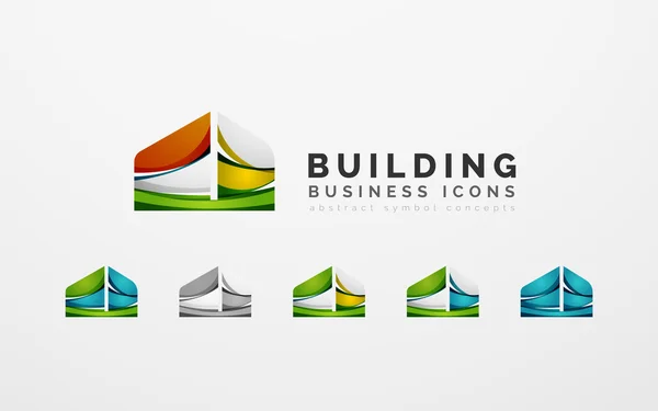 Conjunto de ícones de negócios de logotipo imobiliário ou de construção — Vetor de Stock