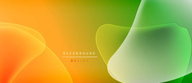 Soyut gradyanlar turuncu, sarı ve yeşil renkleri harmanlarlar. Akışkan şekiller, dinamik görsel efekt oluşturur. Minimalist tasarım uygun arka plan kullanımı.
