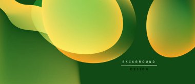 Soyut yeşil arkaplan, üst üste binen daireler, gradyanlar. Modern tasarım elementleri dinamik görsel doku oluşturur. Basit, temiz estetik..