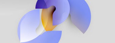 Soyut şekiller örtüşür, yumuşak eğimler yaratır. Mor, mavi, turuncu renkler kusursuz bir şekilde harmanlanır. Minimalist tasarım akıcılığı ve sakinliği çağrıştırır..