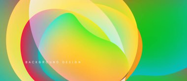 Soyut sıvı şekiller harmanlanarak canlı renkli bir arkaplan oluşturur. Yumuşak gradyanlar dinamik görsel deneyim sunar.