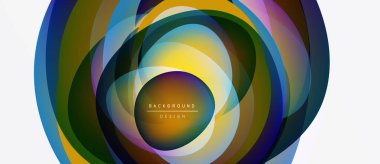 Soyut renkli katmanlar dinamik dairesel tasarım yaratır. Metin kaplamalı modern arkaplan, canlı renkler, pürüzsüz eğimler.