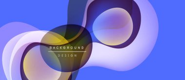 Soyut sıvı şekilleri, mavi arkaplan. Değişken renklere sahip modern tasarım, dinamik eğriler, zarif kompozisyon. Minimalist tarz, pürüzsüz geçişler.