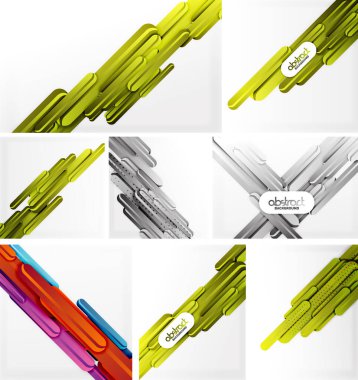 Soyut arkaplanlar dikdörtgen şekilleri tekrarlar. Çeşitli renk şemaları modern tasarım elementlerini sunar. Temiz çizgiler, gradyanlar, görünen dokular.