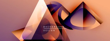 Soyut geometrik şekiller örtüşür, dinamik görsel efekt yaratır. Sıcak renkler kompozisyona hakim, modern tasarımın estetik olduğunu gösteriyor..