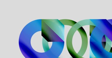 Soyut renkli çakışan daireler. Gradyan gölgeler dinamik görsel efekt yaratır. Minimalist tasarım, modern estetik.