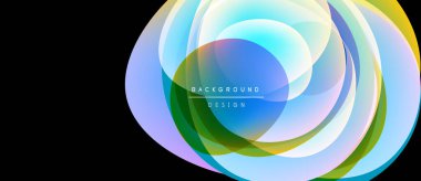 Soyut renkli katmanlar dinamik görsel efekt yaratır. Dairesel şekiller üst üste binerek modern arkaplan tasarımı oluşturur. Parlak renkler pürüzsüz harmanlanır.